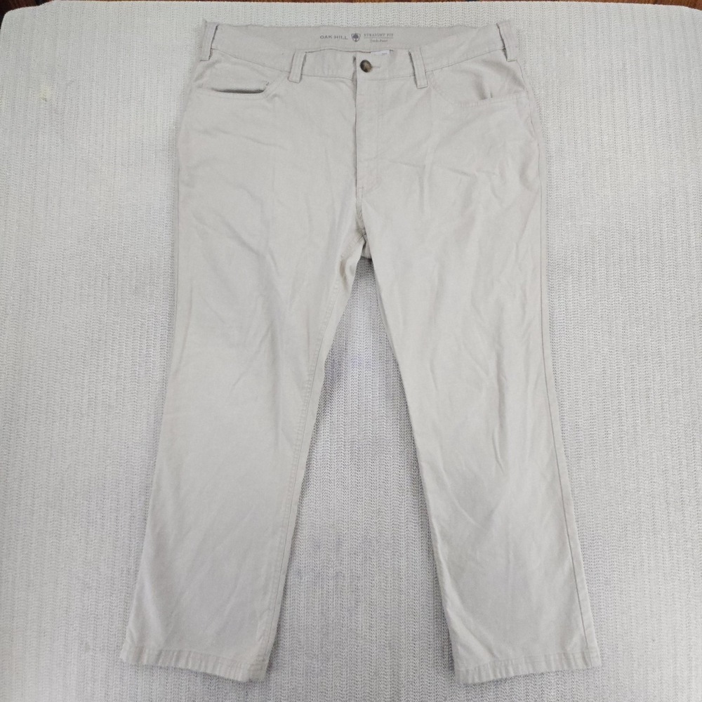 Oak Hill Tech Pants Mens 42x28 Beige Linen Blend Chino Regular Fit Stretch